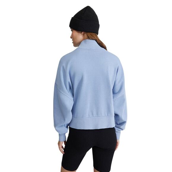 THE NORTH FACE Womens Sweatshirt Large Blue Garment Dyed Mock Neck NWT - Picture 3 of 11